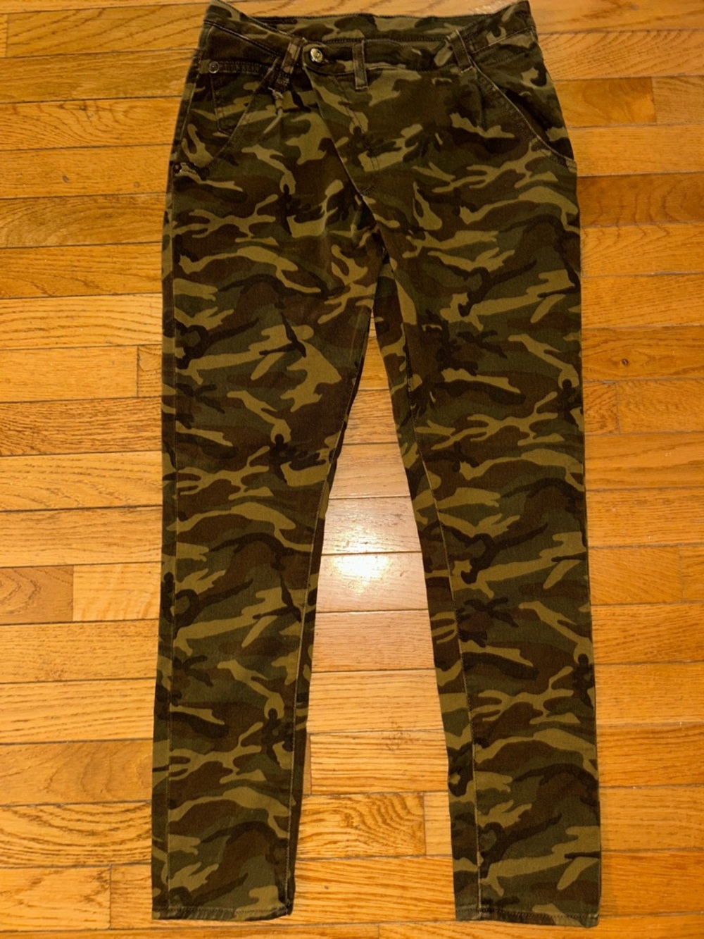 R13 sz 25 CAMO X-OVER Camouflage Skinny Jeans in Brown and Olive Tones - Picture 2 of 8